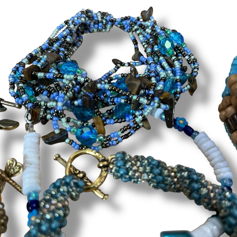 Turquoise and Brown Beaded Assortment of Bracelets - Picture 4 of 6